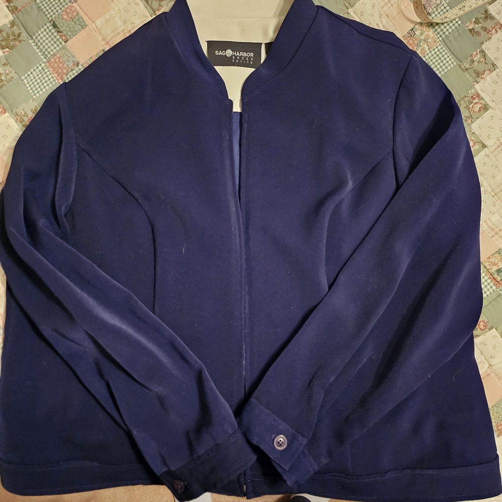 Sag Harbor Petite Navy Blue Lightweight Dress Jacket/Blazer - Picture 2 of 9